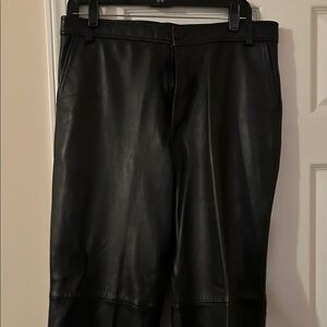 Men’s Black Genuine Leather Straight-Leg Pants